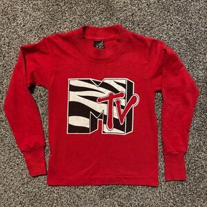 MTV Vintage 80’s 90’s Kids Red Long Sleeve Tee Shirt